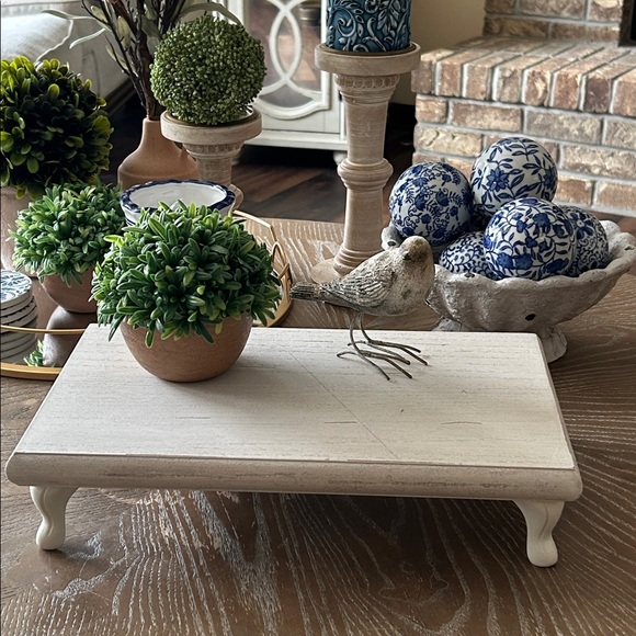 NEW! DISTRESSED Cottage Farmhouse Shabby CHIC WOOD & Metal Foot Display Riser - Picture 7 of 9